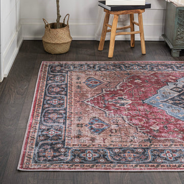 Alacati Ogee Medallion Washable Area Rug